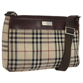 Borsa a spalla Nova Check in nylon beige e argento di BURBERRY Auth ki5644 Argento Beige