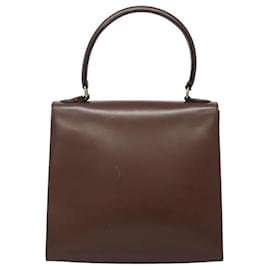 Céline-CELINE Hand Bag Leather Brown Gold Auth mr1262-Brown,Golden