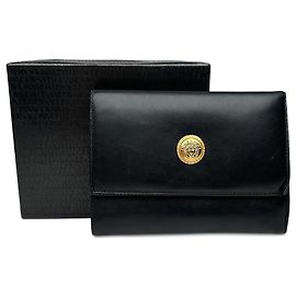 Vintage Gianni Versace Leather Wallet Black Black