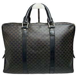 Céline Valigetta in pelle monogramma vintage Celine Paris marrone Nero