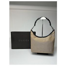 Vintage Gucci Top Handler Handtasche Grau Beige