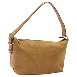 Céline-CELINE C Macadam Canvas Shoulder Bag Suede Beige Gold Auth 116176-Beige,Golden