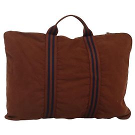 Hermès HERMES Fourre ToutPorte Documents Business Bag Canvas Brown Navy Auth nb456 Brown Navy blue