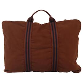 Hermès-HERMES Fourre ToutPorte Documents Business Bag Canvas Brown Navy Auth nb456-Brown,Navy blue