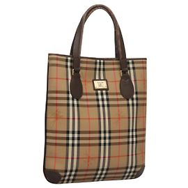 Autre Marque Burberrys Nova Check Tote Bag aus Canvas Beige Gold Auth ep8331 Beige Golden