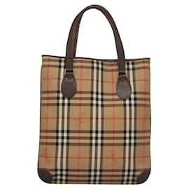 Autre Marque-Burberrys Nova Check Tote Bag Canvas Beige Gold Auth ep8331-Beige,Golden