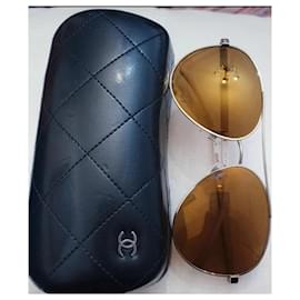 Chanel-Chanel unisex aviator glasses-Brown,Golden