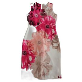 Calvin Klein Midi-Kleid Weiß Mehrfarben Beige