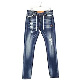 Off White-Jean slim en coton-Bleu