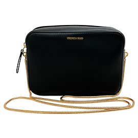 Borsa a tracolla in pelle nera boxy con catena Veronica Beard Nero