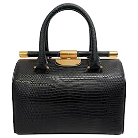 Autre Marque-Tyler Ellis Black Lizard Small Jamie Doctor Bag-Black