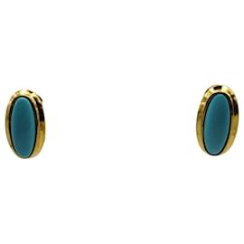 Autre Marque-Pendientes de Oro y Turquesa-Blue