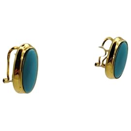 Autre Marque-Pendientes de Oro y Turquesa-Blue