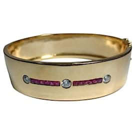 Autre Marque-Pulsera ancha rubíes y brillantes oro-Other