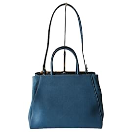 Fendi-Sac 2Jours en cuir bleu-Bleu
