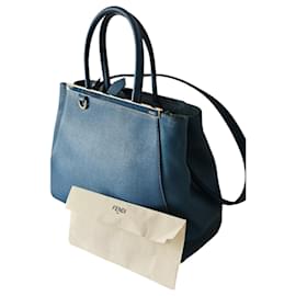 Fendi-Sac 2Jours en cuir bleu-Bleu