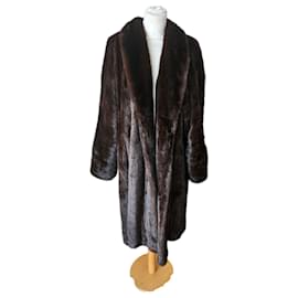 Autre Marque-Abrigo de Piel Marrón-Brown