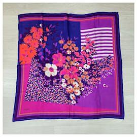 Lanvin-Vintage 70s floral Lanvin scarf-Multiple colors,Dark purple