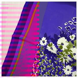 Lanvin-Vintage 70s floral Lanvin scarf-Multiple colors,Dark purple