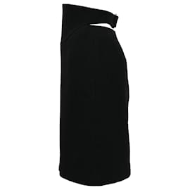 Alaïa-Alaïa Belt Cutout Pencil Skirt in Black Wool-Black