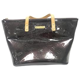 Louis Vuitton-Louis Vuitton PM Bellevue Vernis Monogram Handbag in Black Leather-Brown,Red