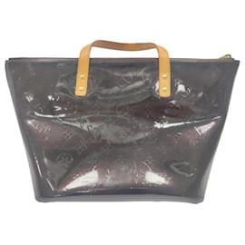 Louis Vuitton-Louis Vuitton PM Bellevue Vernis Monogram Handbag in Black Leather-Brown,Red