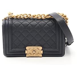 Chanel-Chanel Boy Small Leather Shoulder Bag Navy-Blue