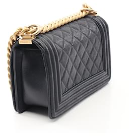Chanel-Chanel Boy Small Leather Shoulder Bag Navy-Blue