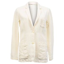 Michael Kors Single Breasted Blazer in White Linen White Cream
