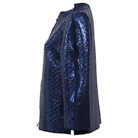 Giorgio Armani-Giorgio Armani Zipped Jacket in Blue Sequins-Blue,Navy blue