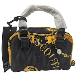 Versace-Versace Jeans Couture Baroque Print Handbag in Multicolor Satin-Black
