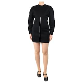 Alexander Mcqueen-Black zip-front sweatshirt dress - size UK 8-Black