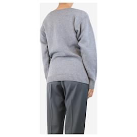 Chanel-Grey cashmere lion graphic jumper - size UK 6-Grey