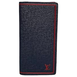 Louis Vuitton-Louis Vuitton Taiga Portefeuille Brazza Wallet-Blue