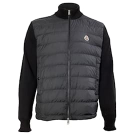Moncler-Moncler Padded Zip-Up Cardigan in Black Cotton-Black