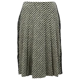 Bottega Veneta-Bottega Veneta Abstract Print Pleated Midi Skirt in Black Silk-Black