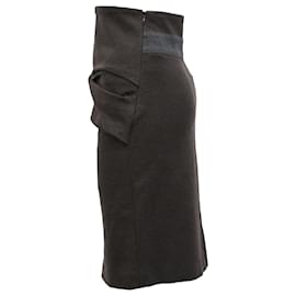 Brunello Cucinelli-Brunello Cucinelli Draped Midi Skirt in Brown Cotton-Brown,Red