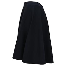 Akris-Akris Punto A-Line Midi Skirt in Navy Blue Wool-Blue,Navy blue
