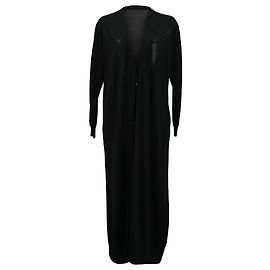 Salvatore Ferragamo Ferragamo V-Ausschnitt langer Cardigan aus schwarzer Schurwolle Schwarz