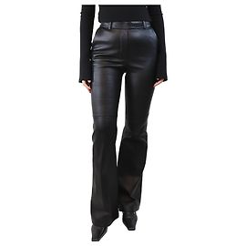 Joseph Calças de couro pretas com flare - tamanho UK 8 Preto