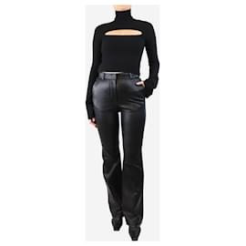 Joseph-Black flared leather trousers - size UK 8-Black