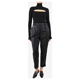Dolce & Gabbana-Black striped trousers - size UK 14-Black