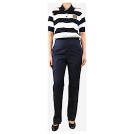 Céline-Blue tapered trouser with contrast stitching - size UK 12-Blue