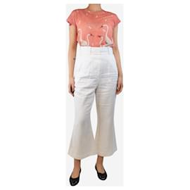 Zimmermann-White linen wide-leg trousers - size UK 10-White