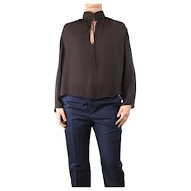 Balenciaga-Blouse en crêpe marron - taille UK 10-Marron