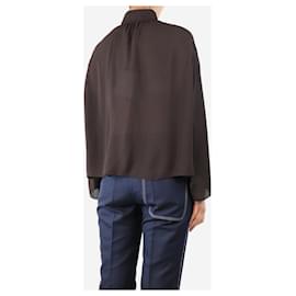 Balenciaga-Blouse en crêpe marron - taille UK 10-Marron