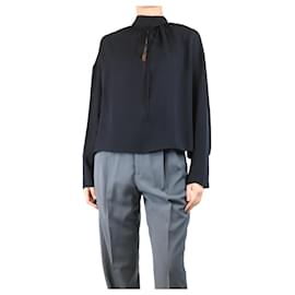 Balenciaga-Black crepe blouse - size UK 10-Black