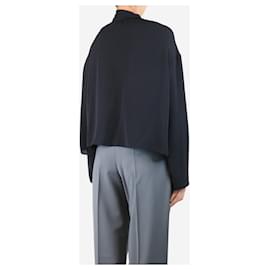 Balenciaga-Black crepe blouse - size UK 10-Black