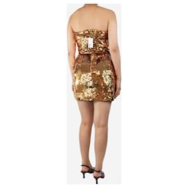 Dolce & Gabbana-Gold sequin strapless mini dress - size UK 10-Golden