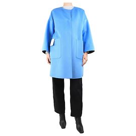 Weekend Max Mara Blue and brown reversible wool coat - size UK 8 Brown Blue